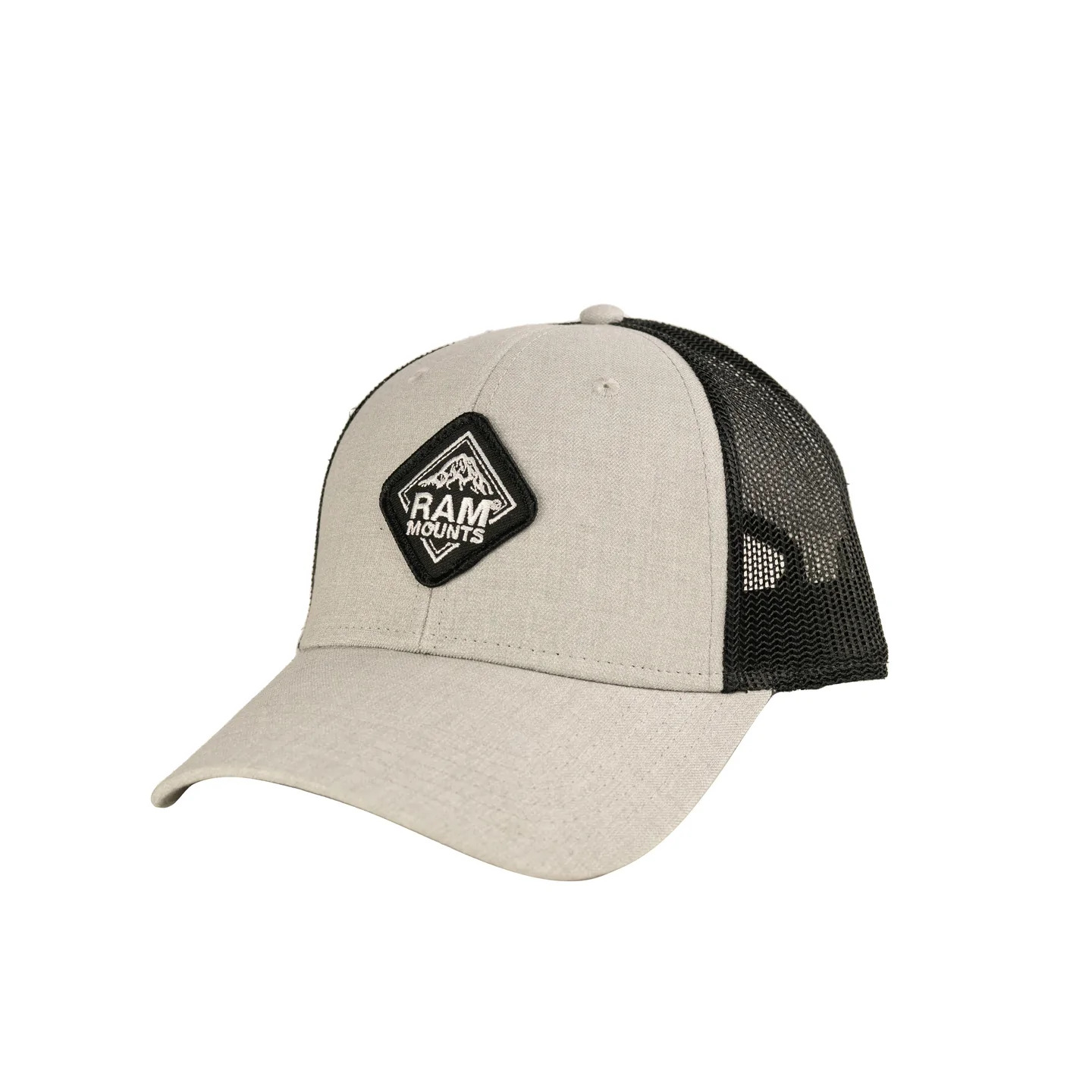 Trucker Cap Heather Grey with Diamond Patch (RAM-HAT-TR-GREY-EM-1)