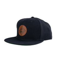 Snapback Cap Navy with Round Leather Patch